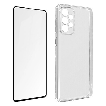 Avizar Coque pour Samsung Galaxy A73 Silicone Souple et Film Verre Trempé 9H  noir