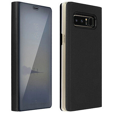 Avizar Housse Galaxy Note 8 Etui folio Miroir Fonction Stand Protection - Noir