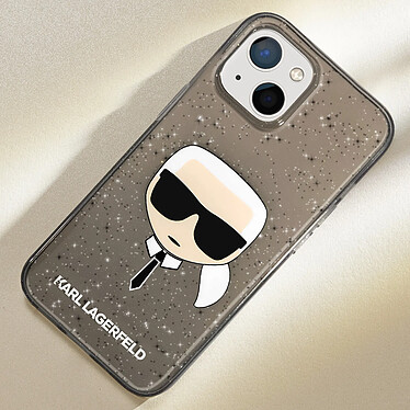 Avis Karl Lagerfeld Coque Paillette pour iPhone 13 Mini Finition Fumée Noir Transparent