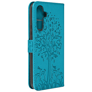 Avizar Étui Arbre et Cerf pour Samsung Galaxy A54 5G Portefeuille  Tree Cover Bleu