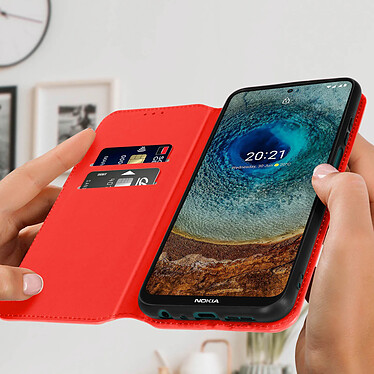 Avis Avizar Étui Nokia X10 et X20 Clapet Portefeuille Fonction Support Vidéo rouge