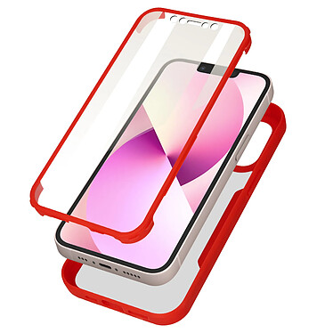 Avizar Coque 360° pour iPhone 13 Dos Rigide Protection Écran Souple Coins Renforcés  Contour rouge