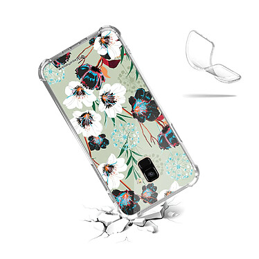 Acheter LaCoqueFrançaise Coque Samsung Galaxy A8 2018 anti-choc souple angles renforcés transparente Motif Fleurs vert d'eau