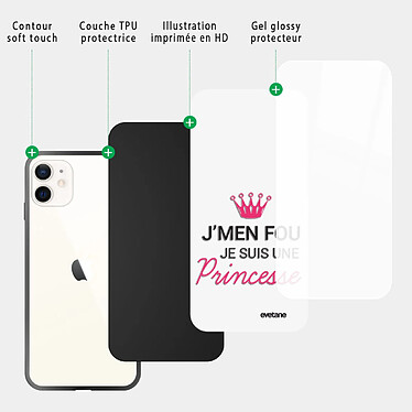 Acheter Evetane Coque iPhone 12 Mini Coque Soft Touch Glossy Je suis une princesse Design