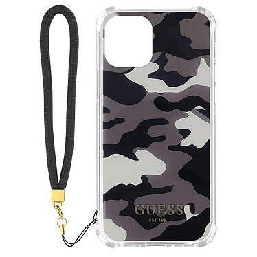 Guess Coque pour iPhone 11 avec Dragonne Motif Camouflage  Gris