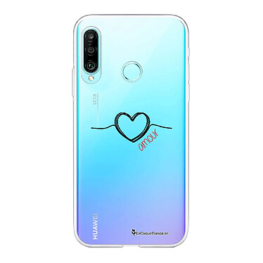 LaCoqueFrançaise Coque Huawei P30 Lite/ P30 Lite XL 360 intégrale transparente Motif Coeur Noir Amour Tendance