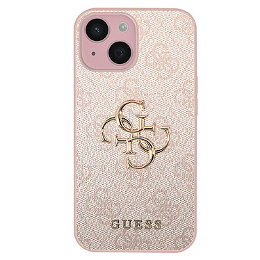 Guess Coque pour iPhone 15 Plus Découpes Précises et Bords Surélevés Rose