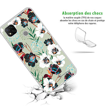 Avis LaCoqueFrançaise Coque Xiaomi Redmi 9C 360 intégrale transparente Motif Fleurs vert d'eau Tendance