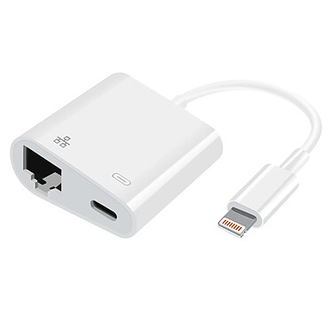 Avizar Adaptateur Lightning vers Ethernet + Lightning Charge et Connexion Internet  Blanc