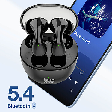 Avis Blue Star Écouteurs Sans Fil Bluetooth Design Goutte D'eau Contrôle Tatcile Noir