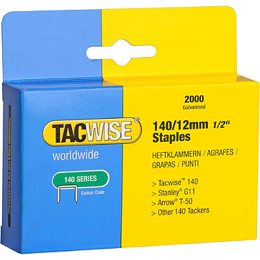 TACWISE Boîte de 2000 agrafes galvanisées de type 140-12 mm