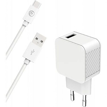 BigBen Connected Chargeur Secteur USB A 3A FastCharge + Câble USB A/USB C Blanc