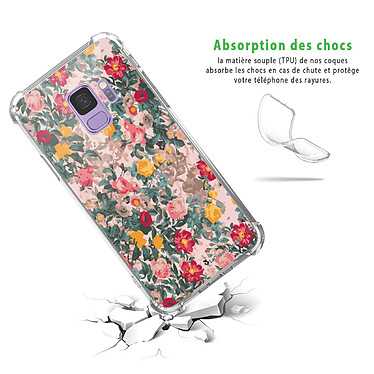 Avis LaCoqueFrançaise Coque Samsung Galaxy S9 Silicone antichocs Solides coins renforcés  transparente Motif Fleurs Beige et Rose