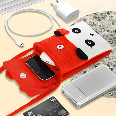 Acheter Avizar Pochette Bandoulière pour Smartphone en Tissu Design Panda  Rouge et Blanc