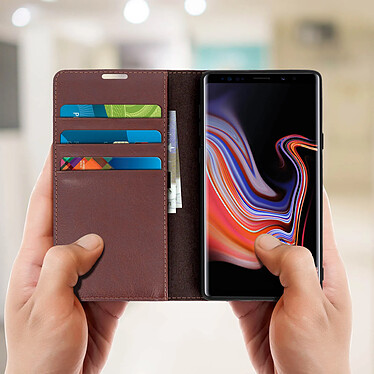 Avis Avizar Étui Samsung Galaxy Note 9 Housse Cuir Portefeuille Fonction Support - marron