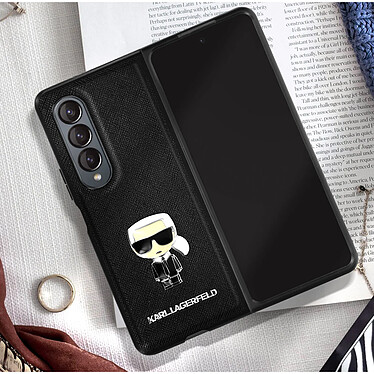 Karl Lagerfeld Coque Samsung Z Fold 4 Hybride Graphique 3D  Saffiano Ikonik Noir pas cher