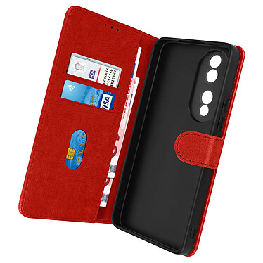 Avizar Housse pour Honor 70 Clapet Portefeuille Fonction Support Vidéo  Rouge