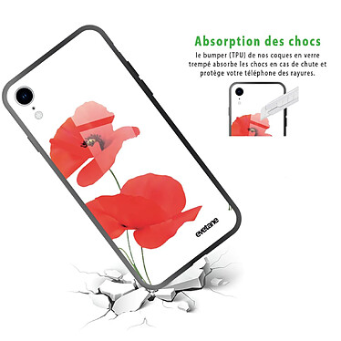 Avis Evetane Coque en verre trempé iPhone Xr Coquelicot