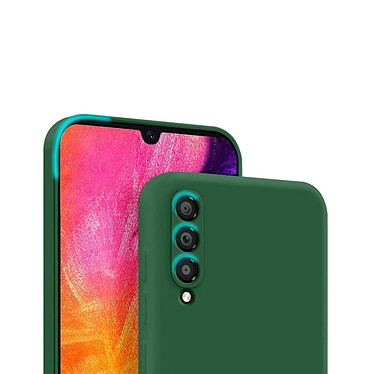 Evetane Coque Samsung Galaxy A50 Silicone liquide Vert Foret + 2 Vitres en Verre trempe Protection ecran Antichocs pas cher