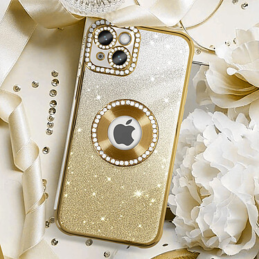 Avis Avizar Coque Glitter pour iPhone 14 Plus Orné de Diamant Silicone Souple Or