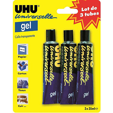 UHU Colle universelle gel, set de 3 x 35 ml