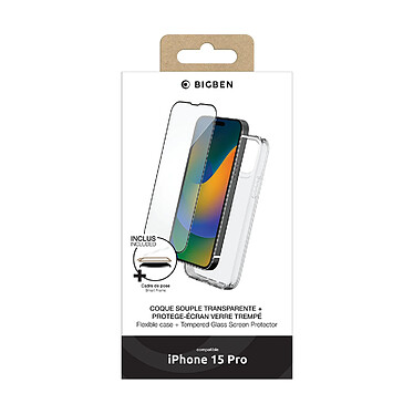 Avis BigBen Connected Coque pour iPhone 15 Pro et Protection d'Écran en Verre Trempé avec SmartFrame Transparent