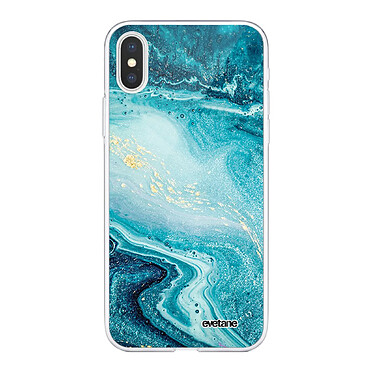 Evetane Coque iPhone X/Xs silicone transparente Motif Bleu Nacré Marbre ultra resistant