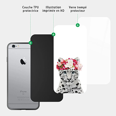 Acheter Evetane Coque en verre trempé iPhone 6/6S Leopard Couronne