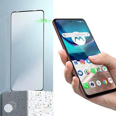 Avizar Verre Trempé pour Motorola Moto G42 Ultra-résistant Dureté 9H Anti-traces  Contour Noir pas cher