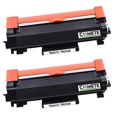 COMETE - TN2420 - Pack de 2 Toners compatibles BROTHER TN2420 - 1 Noir - Marque Française