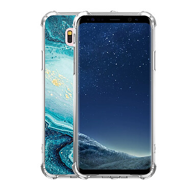 Avis Evetane Coque Samsung Galaxy S8 Plus anti-choc souple angles renforcés transparente Motif Bleu Nacré Marbre