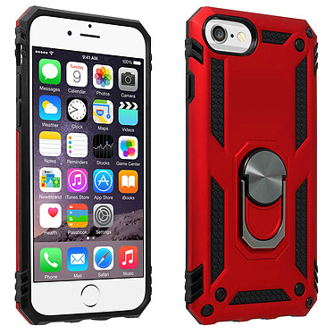 Avizar Coque pour iPhone SE 2022, 2020 et 8, 7, 6S, 6 Bi Rigide Souple Bague Magnétique  rouge