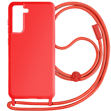 Avizar Coque Cordon pour Samsung Galaxy S21 FE Semi-Rigide Lanière 80cm Rouge