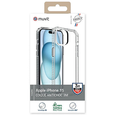 Avis Muvit Coque pour iPhone 15 Renforcée et Antichoc 3M Transparent