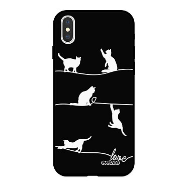 Evetane Coque iPhone X/ Xs Silicone Liquide Douce noir Chat Lignes