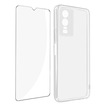 Avizar Coque pour Vivo Y76 5G Silicone Souple et Film Verre Trempé 9H  Transparent