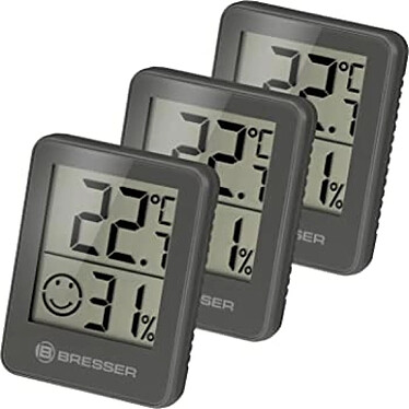 Bresser Lot De 3 Thermomètres Et Hygromètres Avec Affichage Lcd Noir BRE_7000010-BK