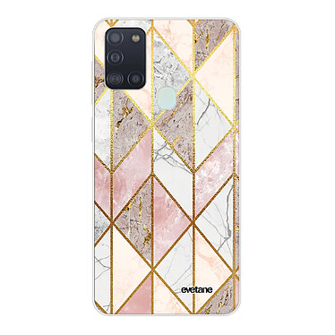 Evetane Coque Samsung Galaxy A21S 360 intégrale transparente Motif Marbre Rose Losange Tendance