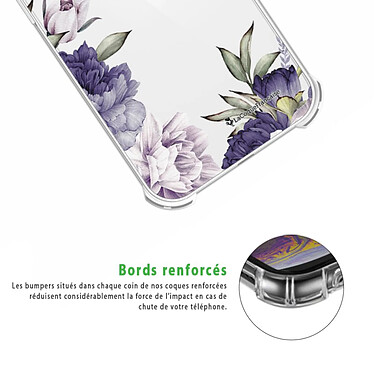 Acheter LaCoqueFrançaise Coque iPhone 13 Mini Silicone antichocs Solides coins renforcés  transparente Motif Pivoines Violettes