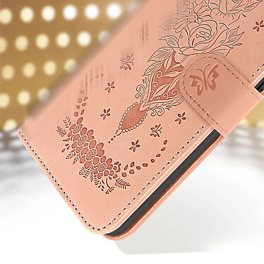 Avizar Étui Portefeuille pour Xiaomi Redmi 12C, Simili Cuir Motif Papillon Floral Rose pas cher