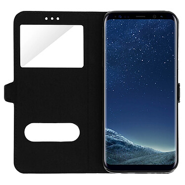 Avizar Housse Samsung Galaxy S8 Plus Etui Clapet 2x Fenêtre Coque Silicone Gel - Noir pas cher