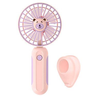 Avizar Mini Ventilateur de Poche Design Tête d'ours avec Support Bureau Rose Champagne pas cher