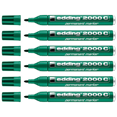 EDDING Marqueur Permanent 2000C Corps Alu Vert pointe Ronde 1,5-3 mm x 6