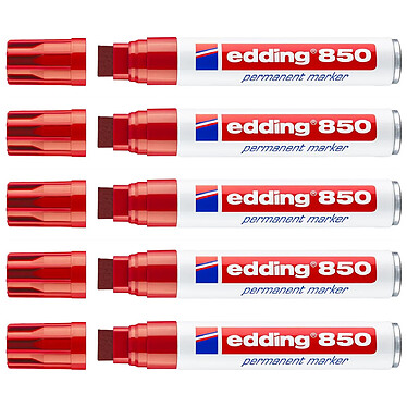 EDDING Marqueur Permanent 850 Rouge Corps Alu Pointe Large 5-15 mm x 5