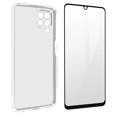 Avizar Coque Samsung Galaxy A22 Souple et Film Verre Trempé 9H noir