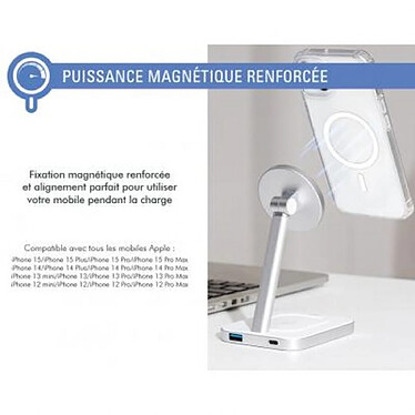 Acheter Force Power Chargeur induction 3 en 1 Stand Compatible MagSafe 15W avec chargeur Blanc