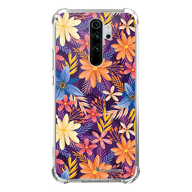 LaCoqueFrançaise Coque Xiaomi Redmi Note 8 Pro anti-choc souple angles renforcés transparente Motif Fleurs violettes et oranges