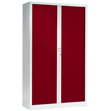 VINCO Armoire Monobloc FUN H198xL120xP43 cm 4 Tablettes Blanc Rideaux Rouge