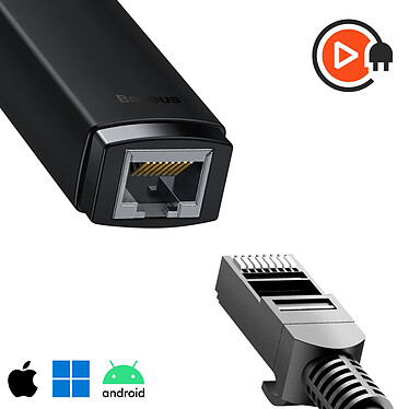 Acheter Baseus Adaptateur USB-C vers Ethernet RJ45  1000 Mbps, Noir