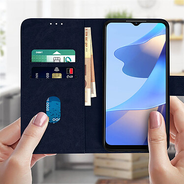 Avis Avizar Housse Oppo A16 et A16s Clapet Portefeuille Fonction Support vidéo bleu nuit